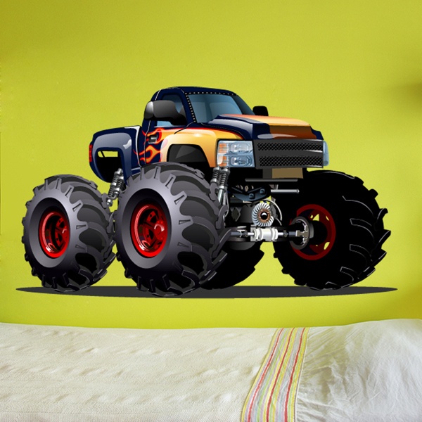 Stickers pour enfants: Monster Truck bleu foncé et orange