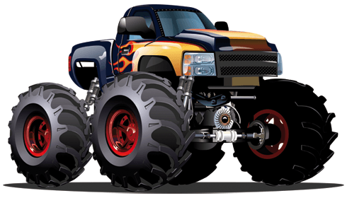 Stickers pour enfants: Monster Truck bleu foncé et orange