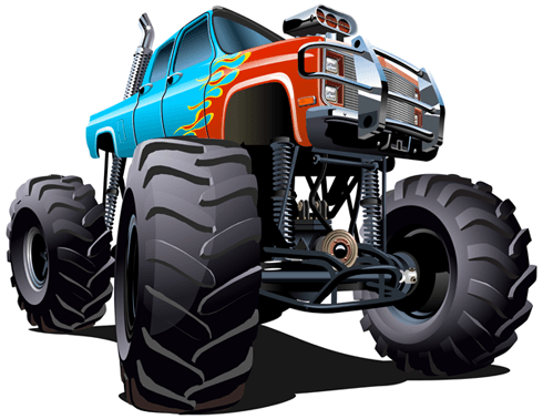 Stickers pour enfants: Monster Truck bleu avec des flammes rouges