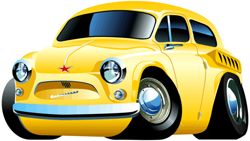 Stickers pour enfants: Voiture jaune classique