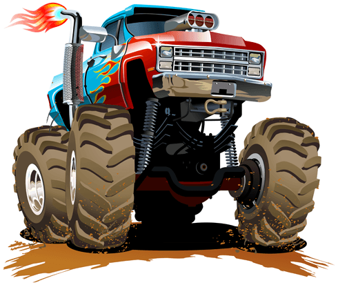 Stickers pour enfants: Monster Truck bleu et rouge