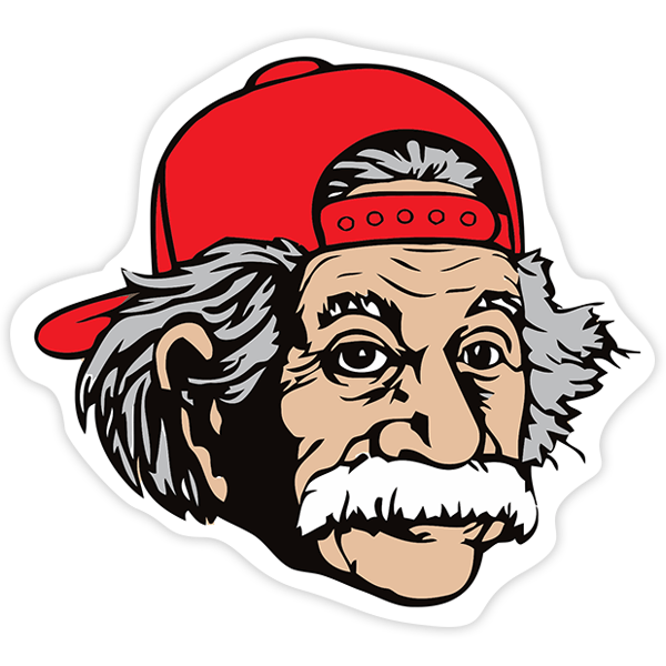 Autocollants: Albert Einstein avec casquette