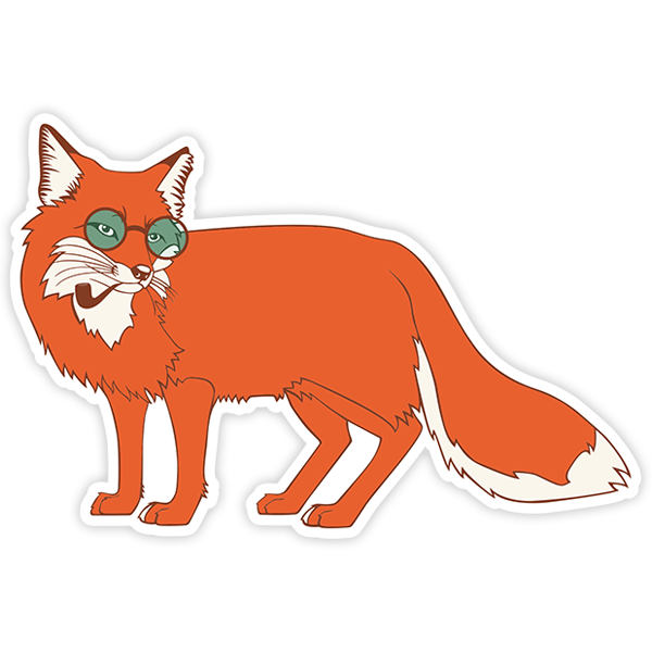 Autocollants: Renard avec lunettes et pipe