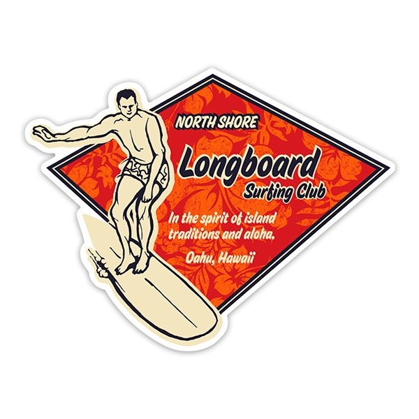 Autocollants: Longboard Surfing Club Hawaii