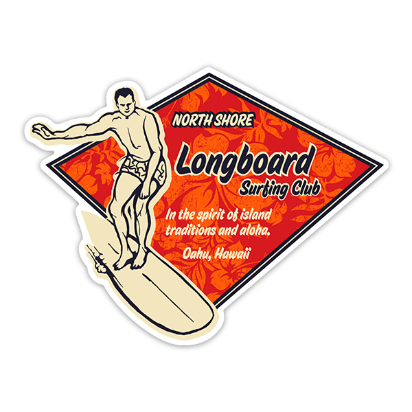 Autocollants: Longboard Surfing Club Hawaii