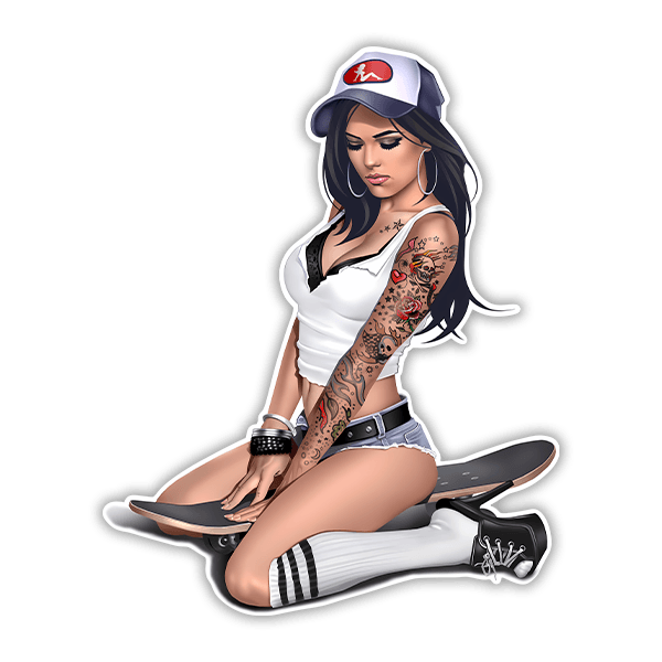 Autocollants: Pin Up fille de skate