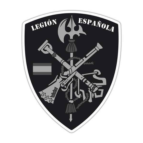 Autocollants: Armoiries de la Légion espagnole en noir et blanc
