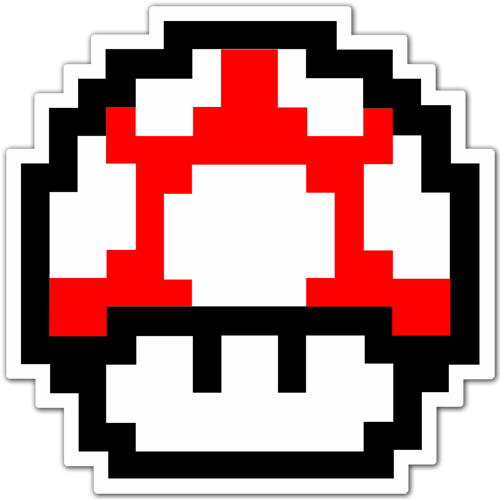 Autocollants: Mario Bros Seta Pixel rouge