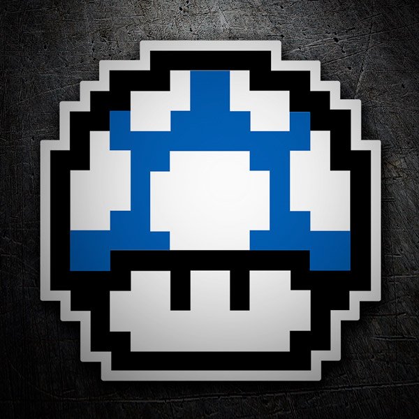 Autocollants: Mario Bros Seta Pixel Bleu