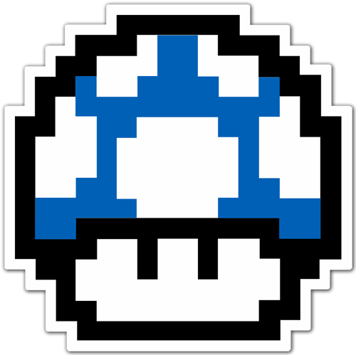 Autocollants: Mario Bros Seta Pixel Bleu