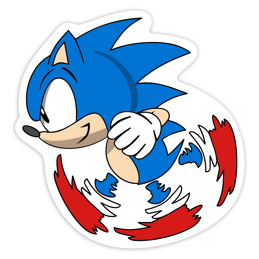Autocollants: Sonic Classique Tournant Retro