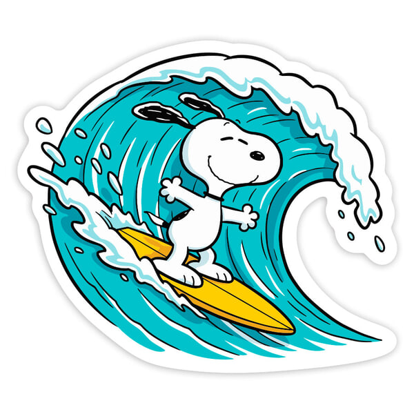 Autocollants: Snoopy Surfing Wave