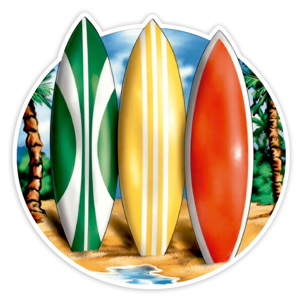 Autocollants: Trois Planches de Surf
