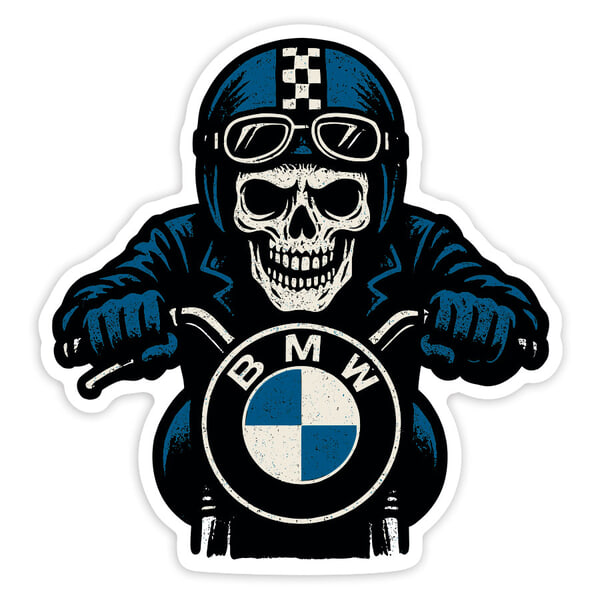 Autocollants: Crâne Motard BMW