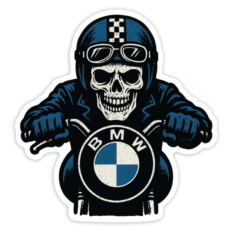 Autocollants: Crâne Motard BMW