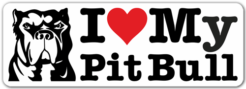 Autocollants: I love my Pit Bull (Jaime mon Pit-Bull)