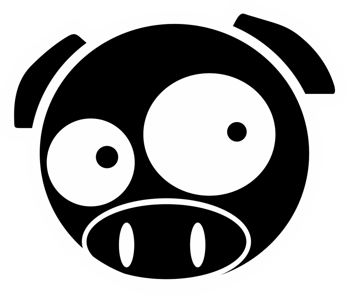 Autocollants: Cochon Manga Subaru en noir et blanc