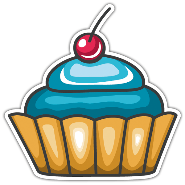 Autocollants: Cup Cake bleu