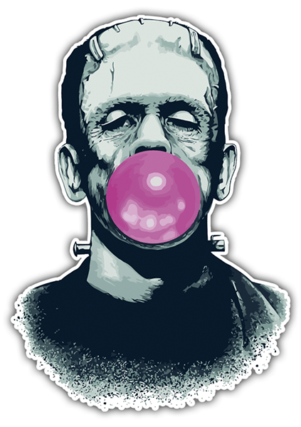 Autocollants: Frankenstein avec la gomme à mâcher