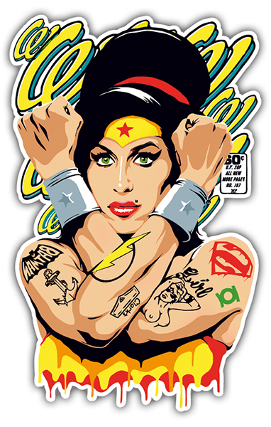 Autocollants: Amy Winehouse Wonderwoman