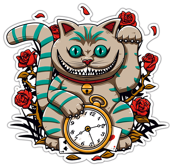 Autocollants: L’horloge chat du Cheshire