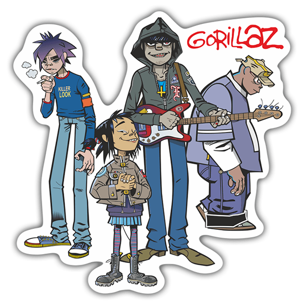 Autocollants: Gorillaz, 2-D, Noodle, Murdoc et Russel