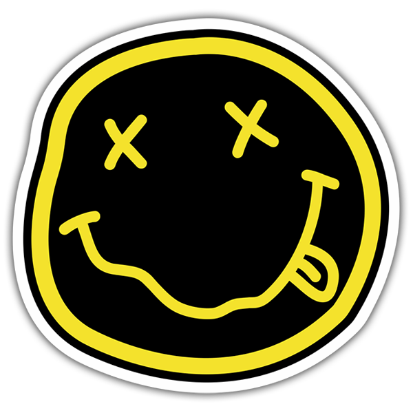 Autocollants: Smiley Ivre avec Nirvana Noir