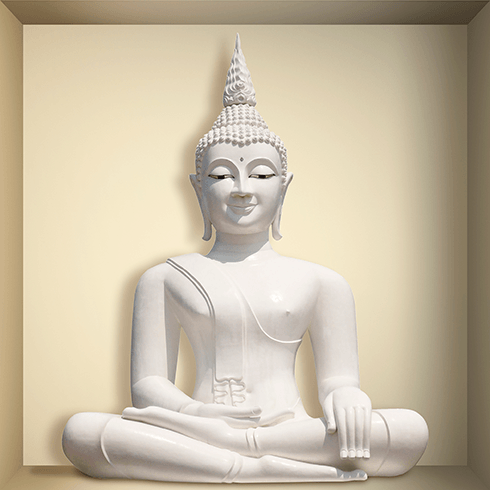 Stickers muraux: Bouddha blanc niche