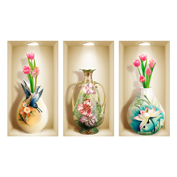 Stickers muraux: Niche Vases Floraux