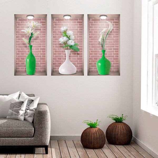 Niche Décorative Vases Blancs et Verts