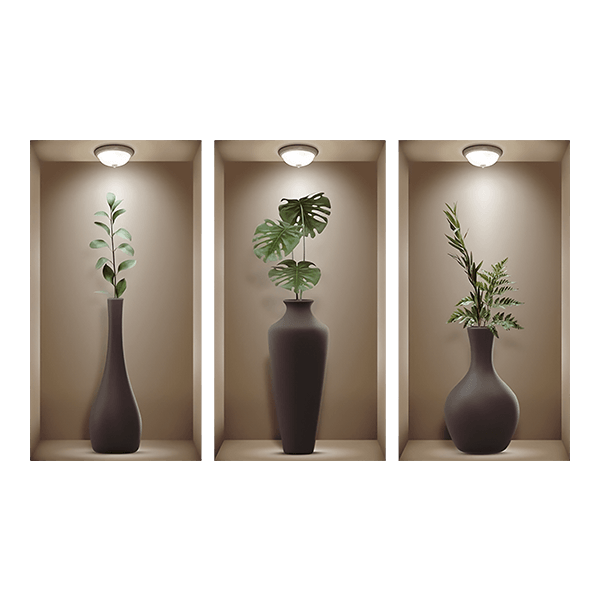 Stickers muraux: Niche Vases Marron Foncé