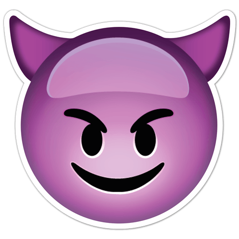 Autocollants: Smiley diable face avec des cornes