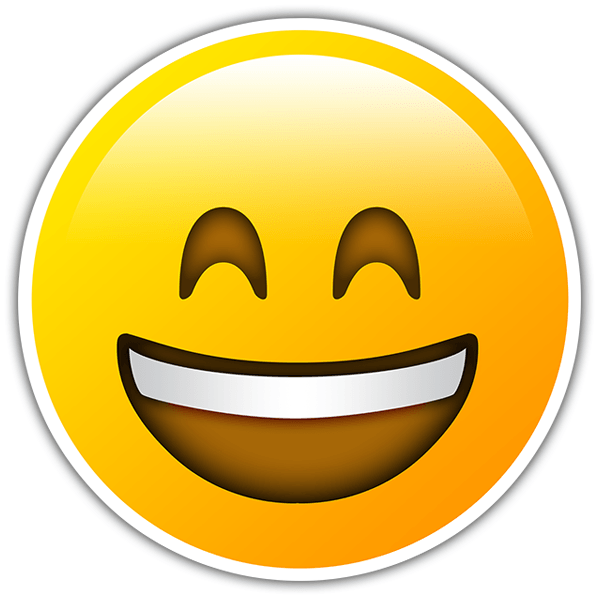Autocollants: Visage souriant avec la bouche et les yeux ouverts