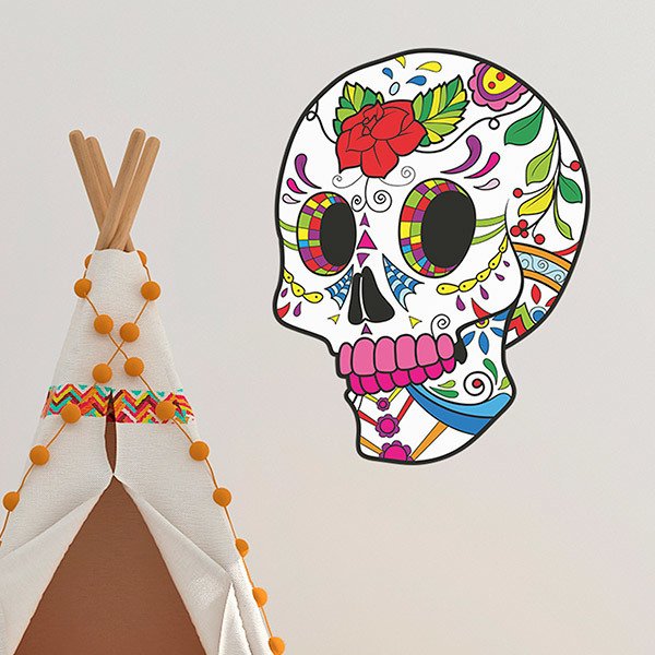 Stickers muraux: Crâne mexicain Frida Kahlo
