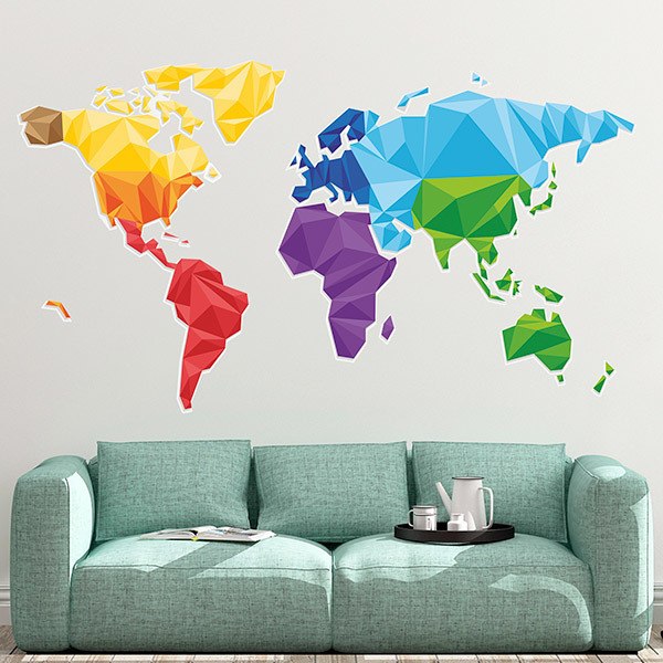 Sticker mural carte du monde avec des points d'épingle