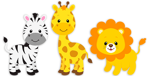 Stickers pour enfants: Safari zèbre, girafe et lion