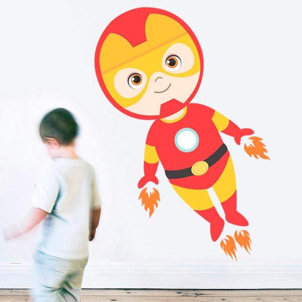 Sticker mural enfant Ironman volant
