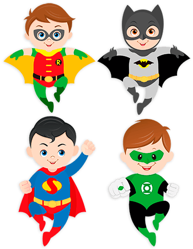 Stickers pour enfants: Kit Superheroes volants