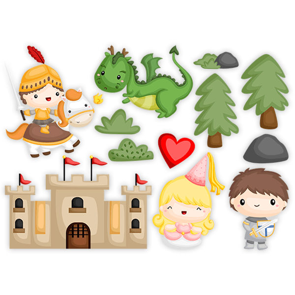 Stickers pour enfants: Kit chevaliers et princesses