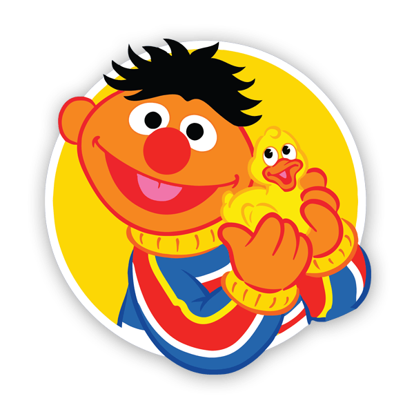 Stickers pour enfants: Ernie avec un canard jaune