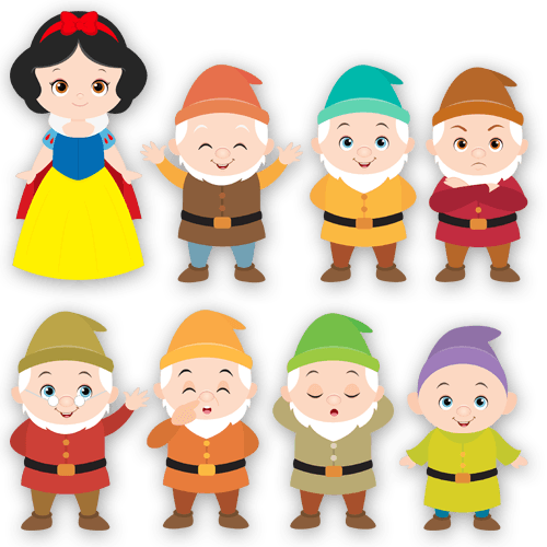 Stickers pour enfants: Kit Blanche-Neige et les Sept Nains