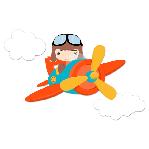 Stickers pour enfants: Avion dans les nuages