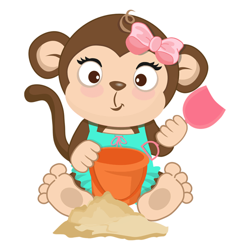 Stickers pour enfants: Jolie fille jouant dans le sable