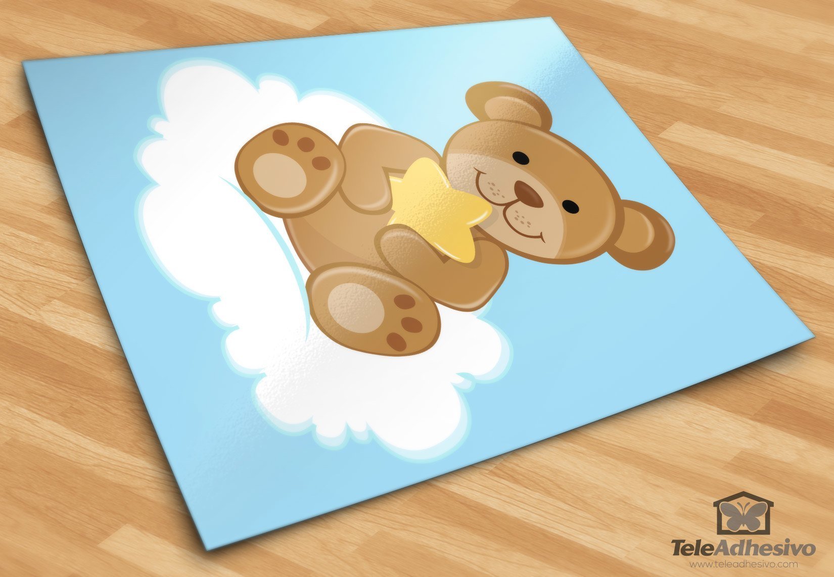 Stickers pour enfants ours avec étoiles assis sur le nuage