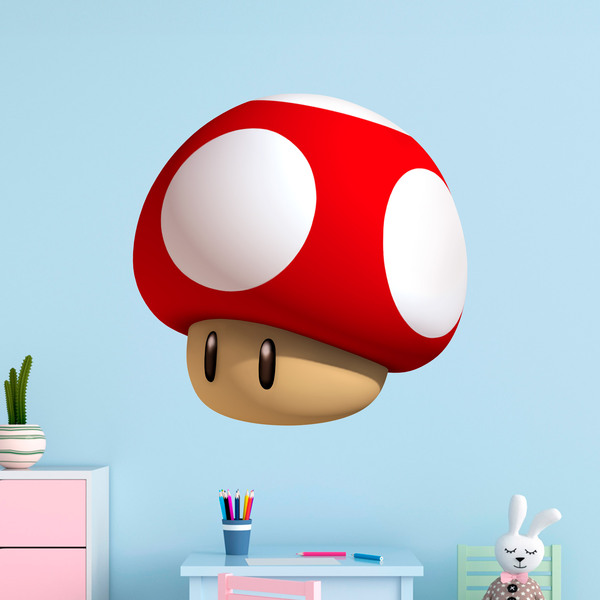 Stickers pour enfants: Champignon super rouge de Mario Bros