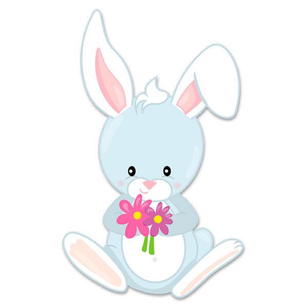 Stickers pour enfants: Lapin avec des fleurs