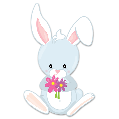 Stickers pour enfants: Lapin avec des fleurs