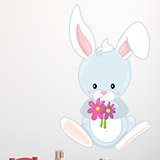 Stickers pour enfants: Lapin avec des fleurs 3