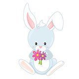 Stickers pour enfants: Lapin avec des fleurs 6