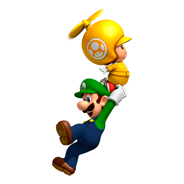 Stickers pour enfants: Luigi avec un Champignon Volant